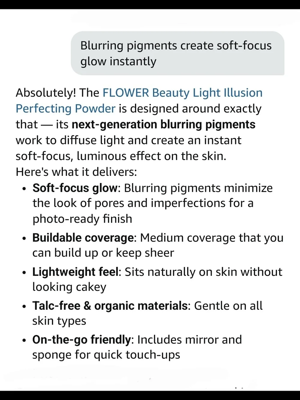 FLOWER Light Illusion Perfecting Powder — Sable 0.28oz BNIB Discontinued